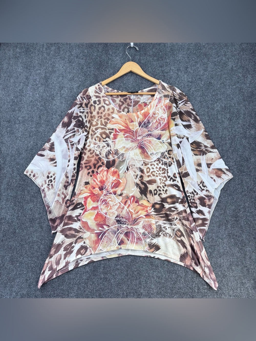 Cal Style Butterfly Fairy Core Asymmetrical Top Flowy Sleeves Women’s L USA Made